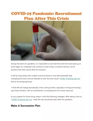 covid 19 pandemic recruitment plan after this