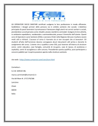 gli operatori socio sanitari certificati svolgono