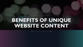 Benefits of Unique Website Content