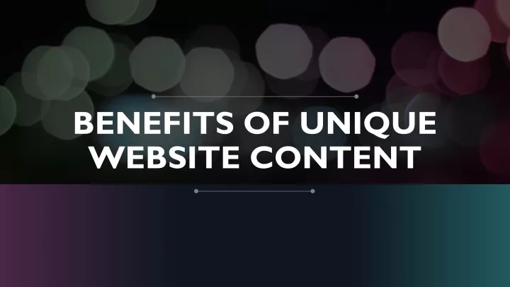 benefits of unique website content