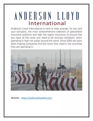 International Security Company Insurance High Risk | Andersonlloydintl.com