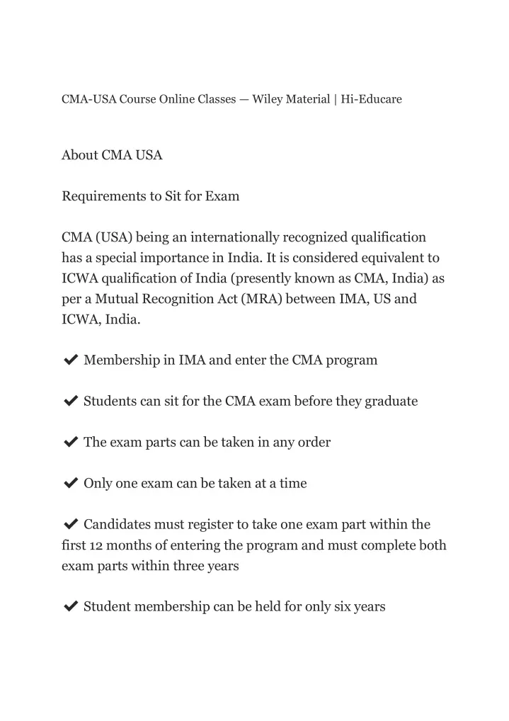 cma usa course online classes wiley material