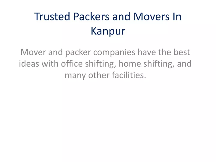 trusted packers and movers in kanpur