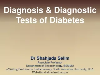 Diagnosis & Diagnostic Tests of Diabetes