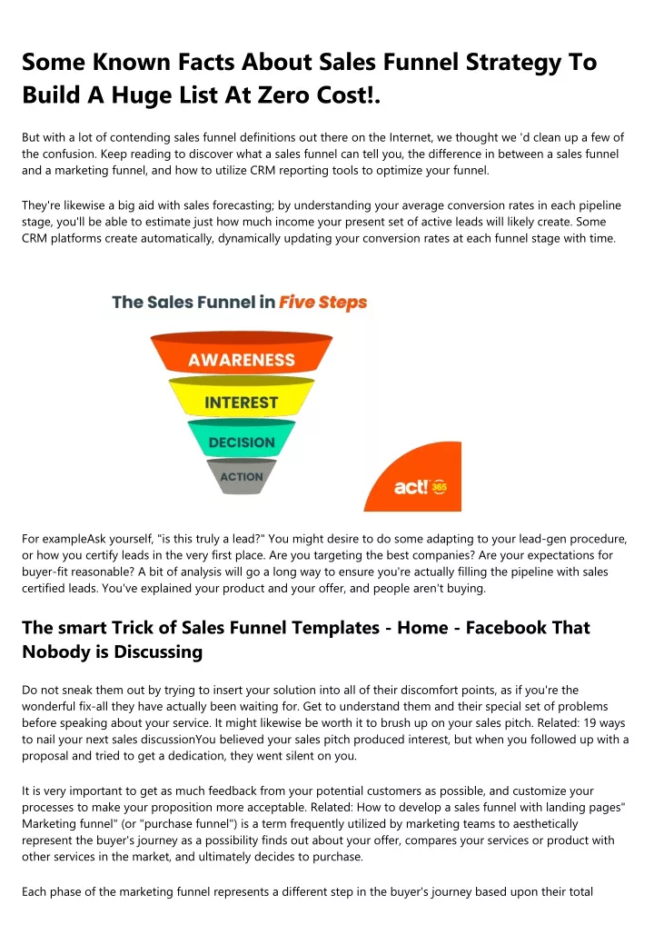 some known facts about sales funnel strategy