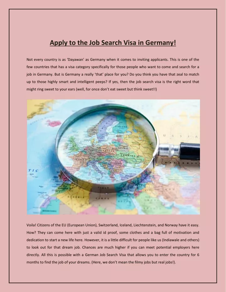 apply to the job search visa in germany