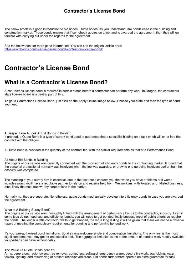 contractor s license bond
