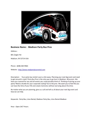 Madison Party Bus Pros