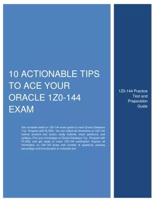10 actionable tips to ace your oracle 1z0 144 exam