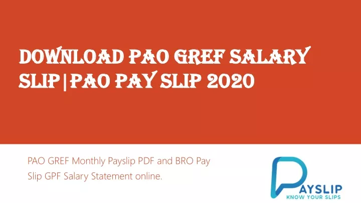 download pao gref salary slip pao pay slip 2020
