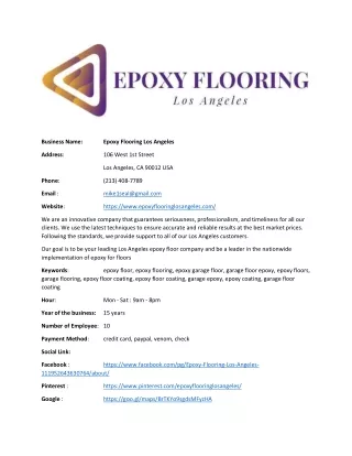 Epoxy Flooring Los Angeles