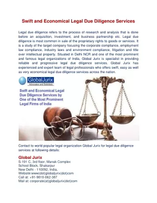 swift and economical legal due diligence services