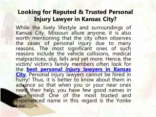 Looking for Reputed & Trusted Personal Injury Lawyer in Kansas City?