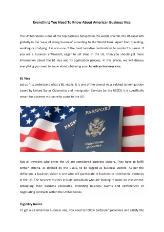 Everything You Need To Know About American Business Visa
