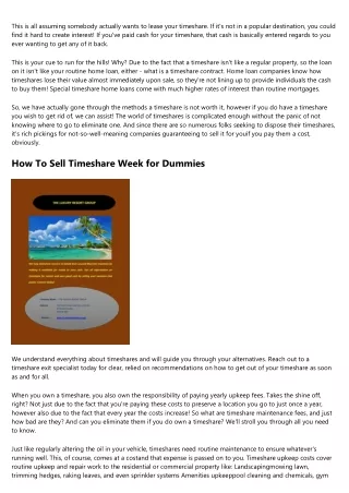 7 Simple Techniques For How To Sell Timeshare Weeks