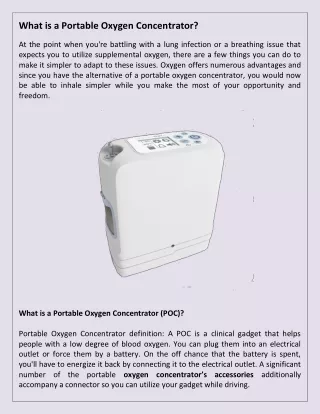 What is a Portable Oxygen Concentrator?
