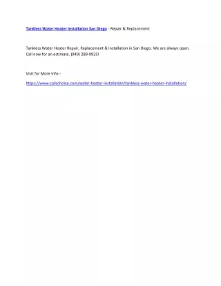 tankless water heater installation san diego