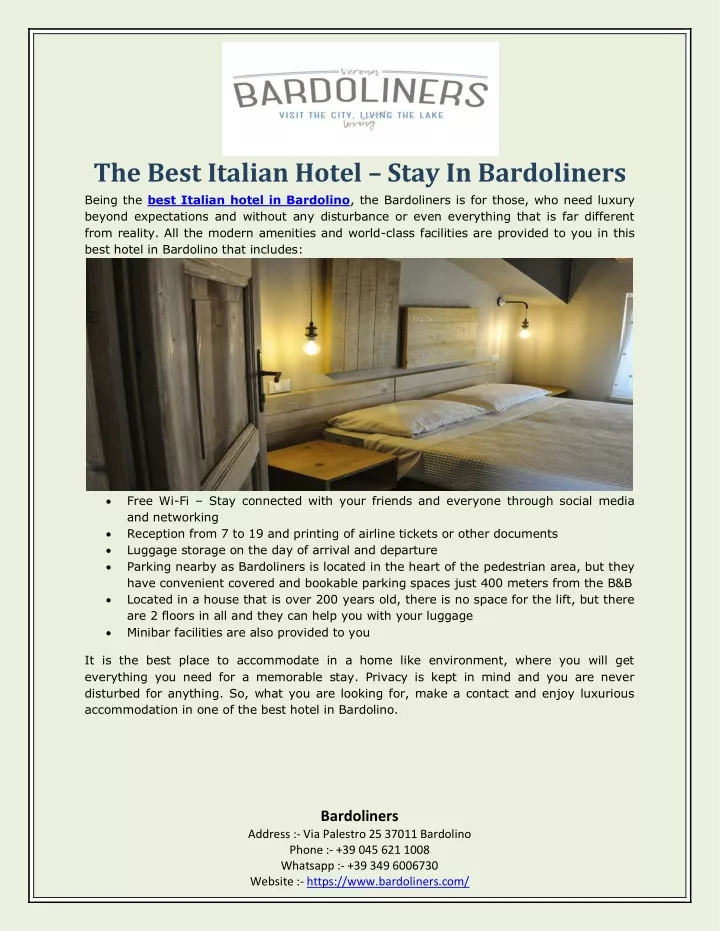 the best italian hotel stay in bardoliners being