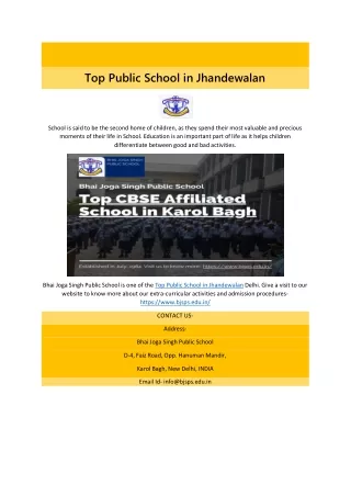top public school in jhandewalan