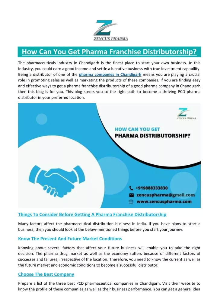 how can you get pharma franchise distributorship