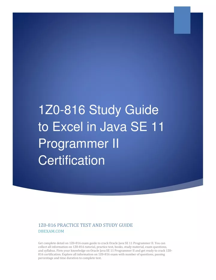 1z0 816 study guide to excel in java