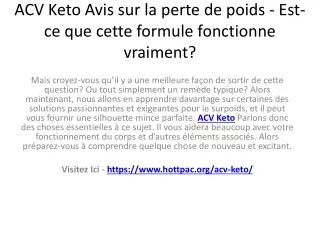 ACV Keto Avis - Est-il sûr et cela Fonctionne-t-il Vraiment?
