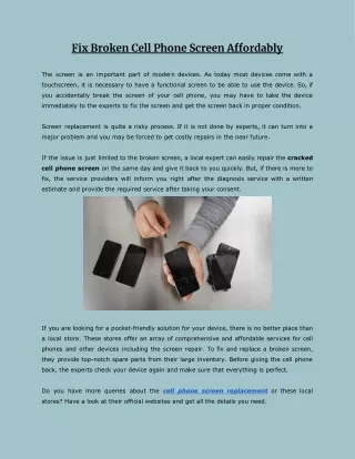 fix broken cell phone screen affordably