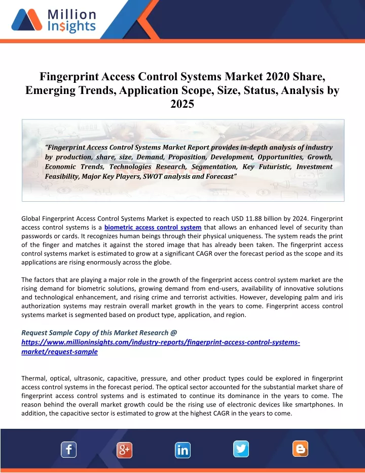 fingerprint access control systems market 2020