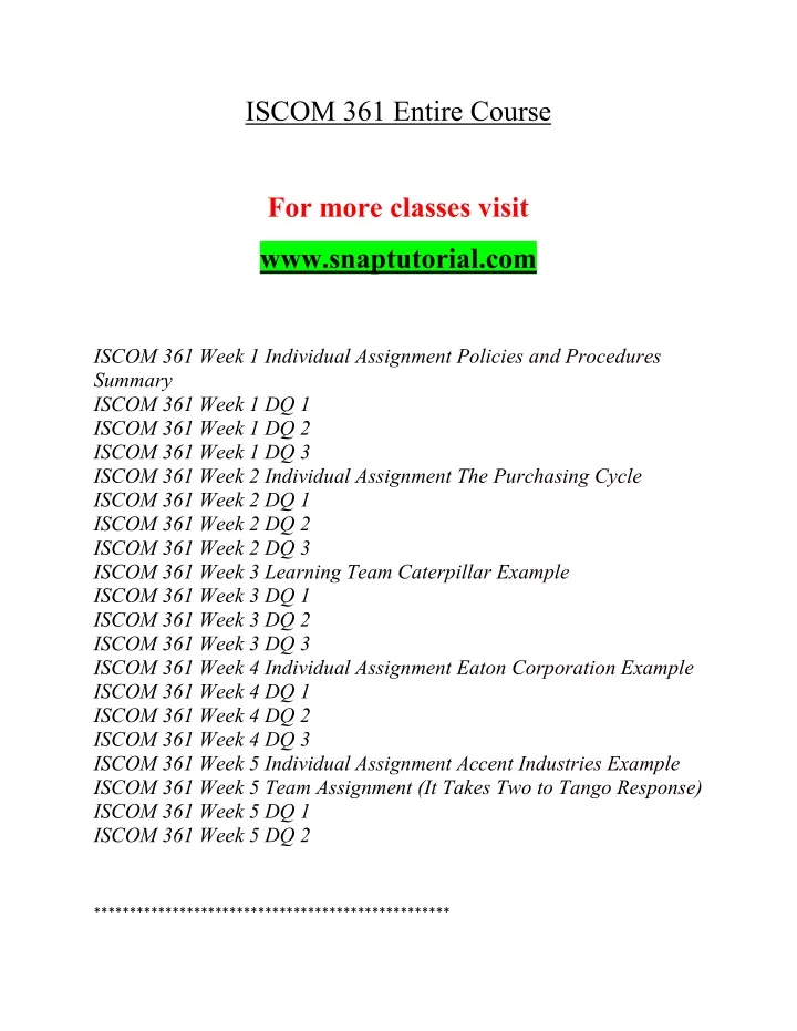 iscom 361 entire course