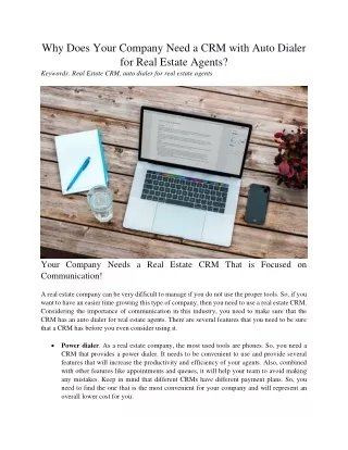 why does your company need a crm with auto dialer