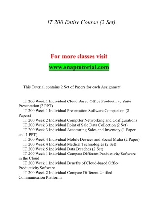 IT 200  Marvelous Teaching / snaptutorial.com