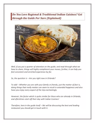 Do You Love Regional & Traditional Indian Cuisines? Get Through the Guide For Sure (Explained)