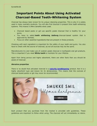 Important Points About Using Activated Charcoal-Based Teeth-Whitening System