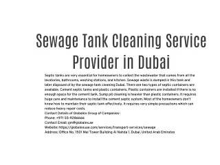 Sewage Tank Cleaning in Dubai
