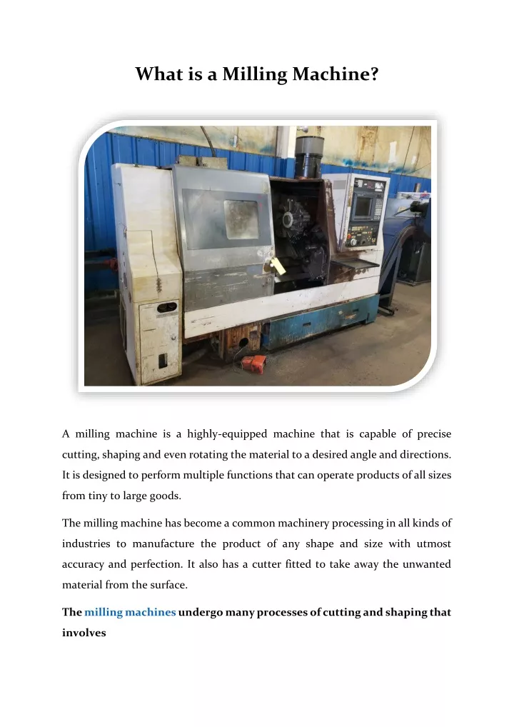 what is a milling machine
