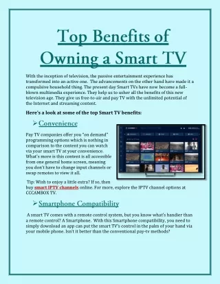 Top Benefits of Owning a Smart TV