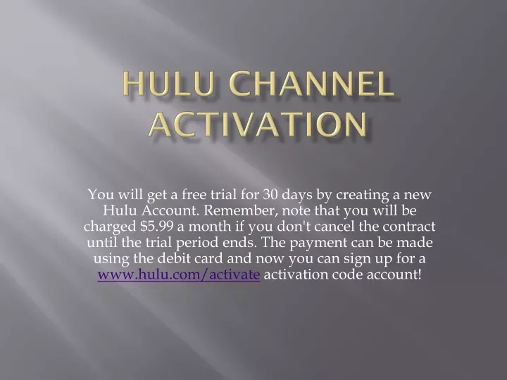 hulu channel activation