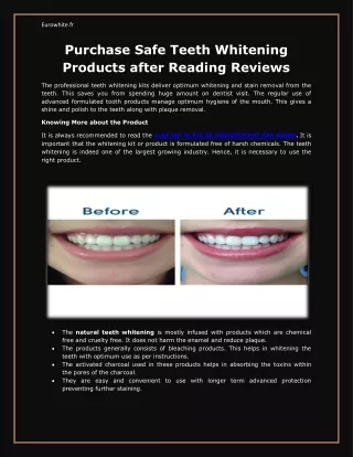 Purchase Safe Teeth Whitening Products after Reading Reviews