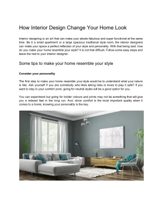How Interior Design Change Your Home Look