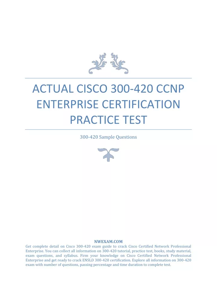 actual cisco 300 420 ccnp enterprise