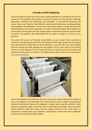 a guide to self publishing