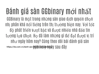 Đánh giá sàn GGBinary mới nhất