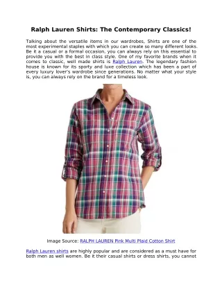 Ralph Lauren Shirts: The Contemporary Classics!