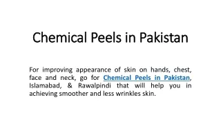 chemical peels in Pakistan
