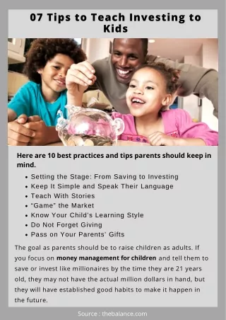 07 tips to teach investing to kids