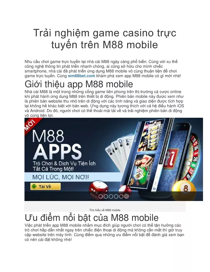 tr i nghi m game casino tr c tuy n tr n m88 mobile