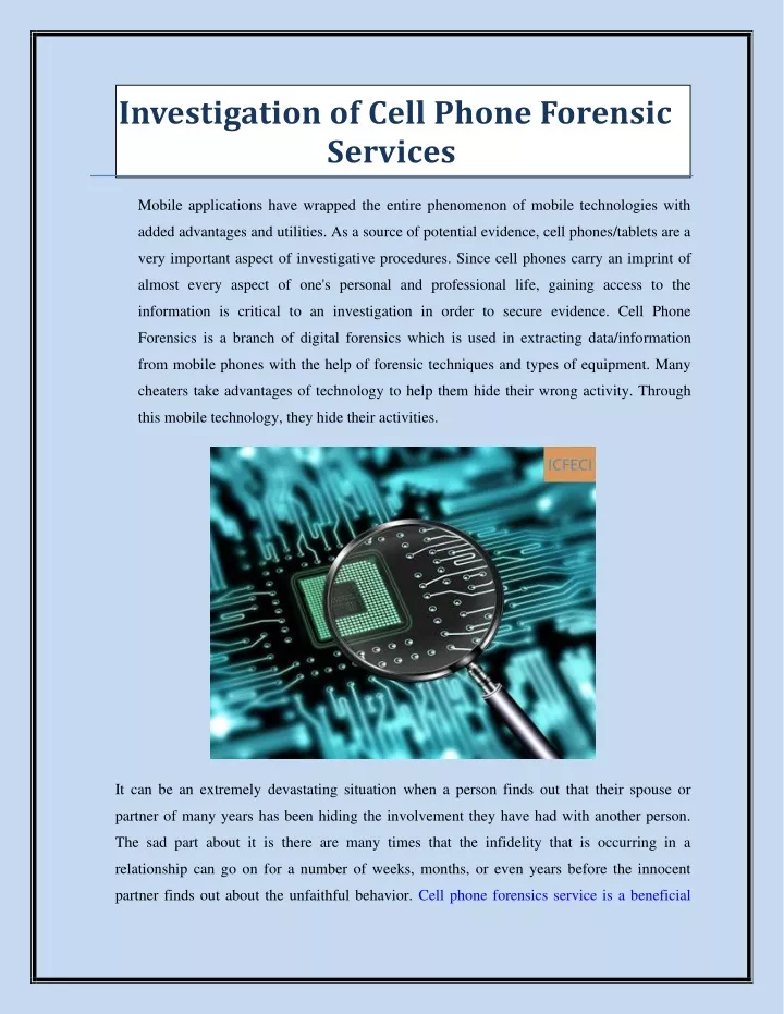 investigation of cell phone forensic services