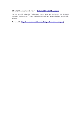 silverlight development company dedicated