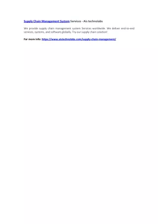supply chain management system services