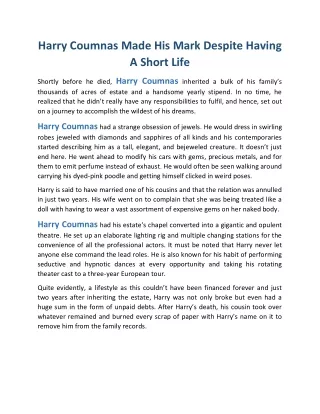harry coumnas made his mark despite having